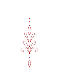 a red line drawing of a flower on a white background