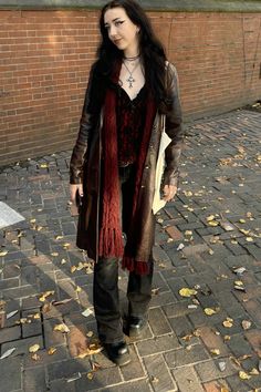 autumn/fall outfit <3 Ruffle Cardigan Outfit, Pumpkin Patch Outfit Goth, Olivia Crain Outfits, Warm Gothic Outfits, Whimsy Goth Winter Outfit, Casual Goth Outfits Fall, Sophie Thatcher Outfit, Fall Witch Aesthetic Outfits, Goth Vintage Outfits