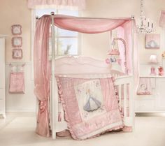 an advertisement for a little princess's bedding set that includes a pink canopy