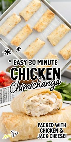 chicken chimichangs with jack cheese on the side