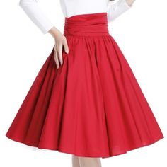 Never Wore It! Questions? Leave A Comment Below! Sk#3 Vintage Red Skirt For Party, Vintage Red Party Skirt, Retro Solid Bottoms With Lined Skirt, Retro Red Summer Skirt, Vintage Red Bottoms For Party, Retro Knee-length Party Bottoms, Retro Red Pleated Skirt, Red A-line Fitted Bottoms, Retro Red Midi Skirt