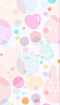 an abstract background with hearts and bubbles in pastel colors