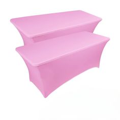 two pink plastic tables sitting next to each other