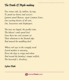 Two virtues ride, by stallion, by nag, To grind our knives and scissors: Lantern-jawed Reason, squat Common Sense, One courting doctors of all sorts, One, housewives and shopkeepers. The trees are lopped, the poodles trim, .... Christmas Poems, Best Poems