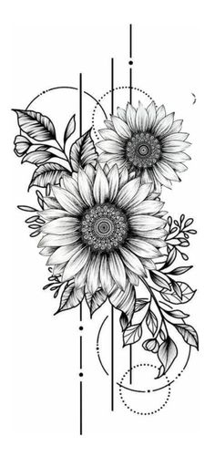 a sunflower tattoo design on the back of a woman's arm