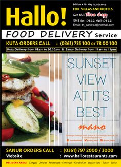 an advertisement for a restaurant called halo food delivery service, with pictures of different foods