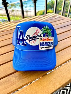 Very Limited! Los Angeles Dodgers Patch Trucker Hat, Baseball Hat, Rope Hat Retro Blue Baseball Hat, Retro Visor Hat, Casual Trucker Hat For Baseball Season With Short Brim, Casual Trucker Hat With Short Brim For Baseball Season, Casual Short Brim Trucker Hat For Baseball Season, Dodgers Outfit, Hat Business, Dodgers Hat, College Hats