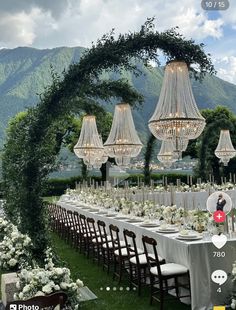 an image of a table set up with chandeliers