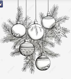 Christmas Card Pencil Drawings, Christmas Composition Drawing, Christmas Symbols Illustration, Ideas For Christmas Drawings, Ink Christmas Drawing, Merry Christmas Drawings Easy, Black And White Christmas Drawings, Winter Clipart Black And White, Christmas Ornaments Drawing Design