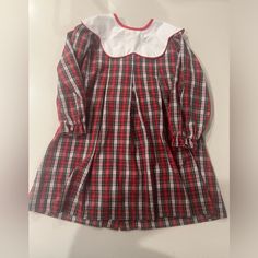 Christmas Plaid Dress With White Collar By Beaufort Bonnet Company Long Sleeve Buttons All The Way Up The Back Size 5 Excellent Condition, No Tags But Never Worn. Collar Is Blank And Ready For Your Personal Monogram! Excellent Condition White Long Sleeve School Dress, Cute Red Dress For School, Classic Red Cotton Dress, Christmas Plaid Dress, Dress With White Collar, Beaufort Bonnet Company, Beaufort Bonnet, Christmas Plaid, All The Way Up