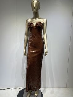 Women Luxury Sexy Sleeveless Backless Flower Mesh Sequins Brown Sparkly Bodycon Maxi Long Dress Brown Suspenders, Long Dress Elegant, Split Dress, Sling Dress, Suspender Dress, Cocktail Party Dress, Formal Party, Club Dresses, Cami Dress