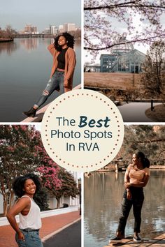 the best photo spots in rva are featured on this postcard with text overlay