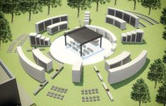 an artist's rendering of a circular seating area in the middle of a park