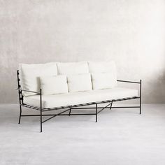 Hamptons Sofa Vesta Sofa Bench Williams Sonoma, Iron Sofa Frame, Vesta Sofa, Hamptons Sofa, Hampton Sofa, Office Desk Decor, Ottoman Coffee Table, Patio Spaces, Ottoman Table