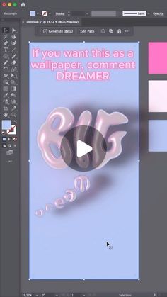 Annie Nilsson on Instagram: "Comment DREAMER and I’ll send you this wallpaper 🥰

ERES MY EXACT SETTINGS TO GET THIS PEARLY PINK 3D LETTER LOOK IN ILLUSTRATOR:

Material: Default 
Roughness: 0
Metallic: 0,98

Lighting: Top left (to start)
Color: PINK (never white)
Intensity: 168%
Rotation: -84
Height: 45
Softness: 73%

Ambient light intensity: 179%

Shadows: ON
Distance: 34%
Shadow Bounds: 234%

Don’t forget to render with ray tracing HIGH ✨

#graphicdesign #graphicdesigner #adobeillustrator #illustratortutorial #graphicdesigntips #3dwallpaper" Adobe Tools, Pink 3d, 3d Letters, Ambient Light, 3d Wallpaper, Ambient Lighting, The Dreamers