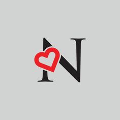 the letter n is made up of two letters and has a heart on top of it