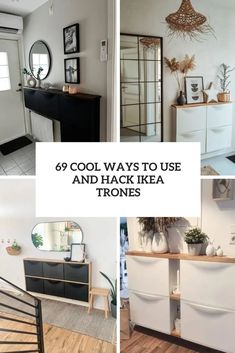 four different pictures with the words cool ways to use and hack ikea trones