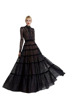 Janique K7031CL Black Gonna In Tulle, A Line Evening Dress, בר מצווה, فستان سهرة, Women Formals, Long Black Dress, A Line Gown, Couture Gowns, Neck Lace