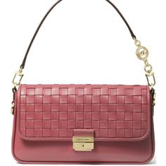 Classy Pink Woven Shoulder Bag By Michael Kors! Convertible Strap. “Bradshaw.” Leather Bag. Nwt! Msrp $328 7.24 Berry Sorbet, Bag Light, Online Bags, Beautiful Bags, Small Bag, Michael Kors Bag, Small Bags, Convertible, Bags Handbags