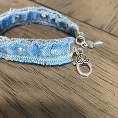 handmade | Jewelry | Denim Handmade Bracelet With Rhinestone Rivets | Poshmark Silver Rope Bracelet, Multicolor Bracelet, Arrow Bracelet, Vintage Bangle Bracelets, Puffy Heart Charms, Bow Bracelet, Vintage Bangles, Hand Bracelet, Beaded Wrap Bracelets