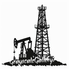 an oil rig and pump silhouetted against a white background with the words, energy electric company