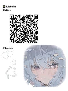 an anime character with long white hair and blue eyes is looking at the qr code