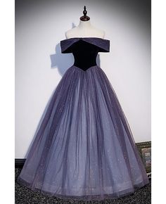 Navy Blue Ball Gown, Glitter Prom Dress, Purple Tulle, Purple Evening Dress, Off Shoulder Evening Dress, Blue Ball Gowns, 파티 드레스, Purple Prom Dress, Long Prom Gowns