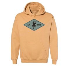 a brown hoodie with a horse and the words xx, xx, xx on it