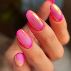 Summer Crome Nails, Sunset Chrome Nails, Summer Chrome Nails 2024, Bright Pink Chrome Nails, Fun Chrome Nails, Coral Chrome Nails, Neon Chrome Nails, Summer Nails Chrome, Hot Pink Chrome Nails