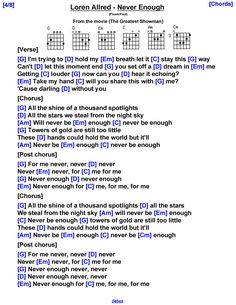 the guitar chords are arranged in blue and white, with black letters on each side