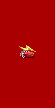 a red car with lightning bolt coming out of it's trunk on a red background