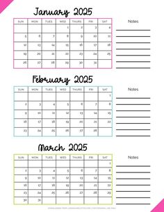 the printable calendar for march and march is shown in three different colors, with each month