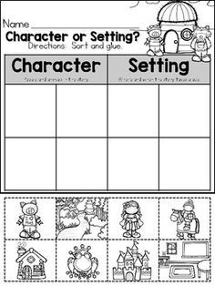 the character setting worksheet for children to practice reading and writing their own characters