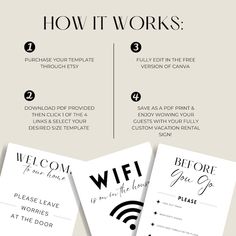 an info sheet with instructions on how to use the wifi app in your home