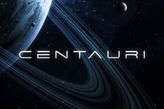 the title for centauri is shown in front of an image of saturn