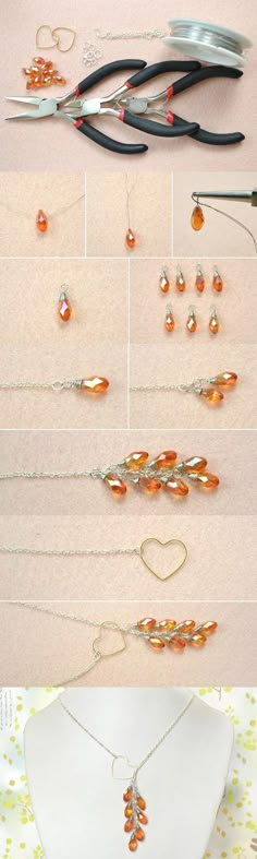 Easy DIY Tutorial on How to Make a Heart Lariat Style Necklace from LC.Pandahall.com قلادات متدلية, Anting Manik, Lariat Style Necklace, Types Of Jewelry