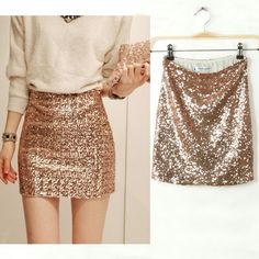 Look Disco, Sequined Skirt, Nye Outfits, Outfit Trends, Body Con Skirt, Clothes Line