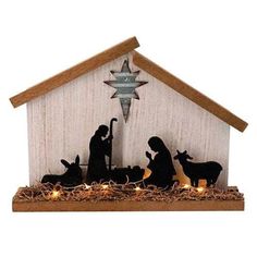 a nativity scene with the birth of jesus and baby jesus in a manger