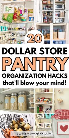 Budget-friendly pantry organization ideas and hacks to transform your kitchen! Use Dollar Store and Dollar Tree finds for cheap and easy DIY projects that work in small or walk-in pantries. Tidy up wire shelves, cabinets, snacks, spices, and canned foods with stylish solutions, including IKEA-inspired ideas, all designed to keep your food storage organized and functional. Diy Corner Pantry, Dollar Store Pantry Organization, Store Pantry Organization, Pantry Hacks, Pantry Organization Hacks, Cabinet Solutions, Dollar Tree Storage, Diy Organizing, Pantry Organization Ideas