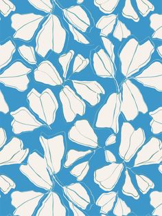 a blue and white flower pattern with many petals