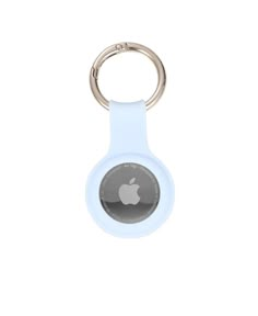 an apple keychain is shown with the apple logo on it's side