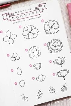 a drawing book with flowers on it and the words drawings of hands holding step by step