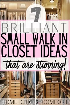 closet ideas, small walk in closet ideas, small walk in closet design, small walkin closet ideas Storage Idea For Small Closet, Long Walk In Closet Layout, Best Closet Layout For Women, Best Organization Ideas Closet, Small Master Closet With Drawers, Hanging Walk In Closet, Small Closet With Drawers Built Ins, Small Closet Curtain Ideas, Tiny Custom Closet