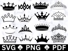 the svg king and queen crowns are on display