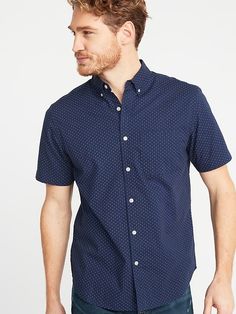 Regular-Fit Built-In Flex Dot-Print Everyday Shirt for Men | Old Navy Men Products, Ideas Clothes, Princess Cruise, Clothes Patterns, Slim Fit Men, Family Photo