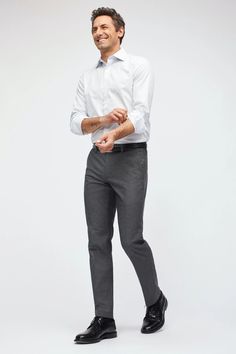 White Shirt Grey Pants Men, Grey Formal Pants Outfit Men, Grey Pants Men, Best Work Pants, Office Wears