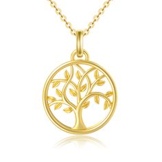 PRICES MAY VARY. UNIQUE DESIGN: The tree of life symbolizes strength, resilience and staying alive forever. No matter what difficulties and dangers we face, we are strong enough to face them. Strive for more knowledge, wisdom, and new experiences on the path of life. 14K GOLD TREE OF LIFE NECKLACE: Tree of life pendant:16*16mm, the delicate chain length: 16+2 Inch. SOLID GOLD MATERIAL: This 14K gold tree of life pendant necklace is made of 14K yellow gold, nickel-free, lead-free, hypoallergenic Tree Of Life Charm Jewelry, Tree Of Life Jewelry Gold, Golden Tree Necklace, Necklace Family, Gold Tree Of Life, Tree Of Life Symbol, Cool Gifts For Kids, Gold Tree, The Tree Of Life