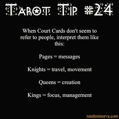 the text tarot tip 24 when court cards don't seem to refer people, interpret them like this