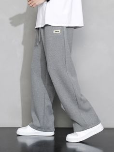 Grey Pant Outfits, Grey Pants Outfit Men, Grey Outfit Men, Sweatpants Outfit Men, Grey Pants Outfit, Grey Pants Men, Cotton Pants Men, Creative T Shirt Design, Drawstring Waist Pants