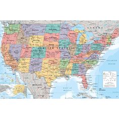 a map of the united states with major cities, roads and rivers in each state